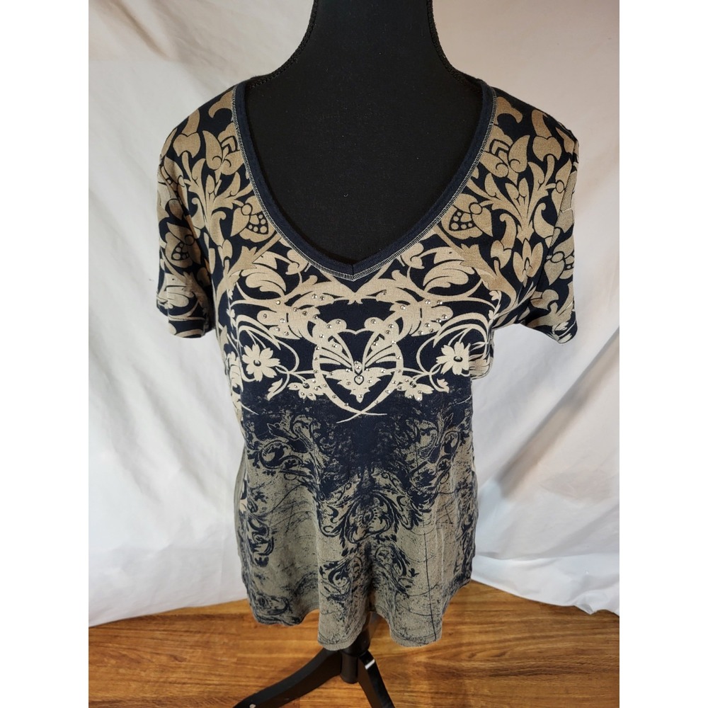Vintage Vanilla Sugar Baby Tee Style Shirt Size XL Multicolor Rhinestone Y2K